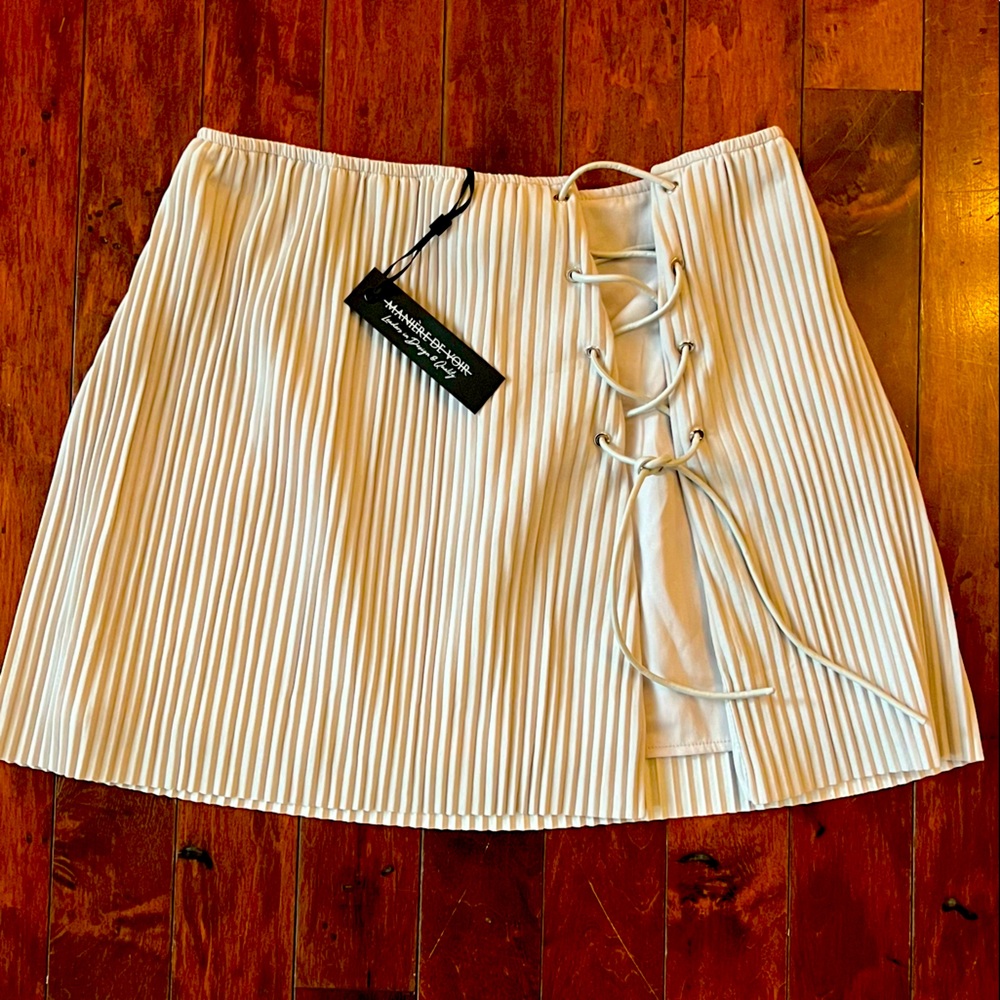 SOLD dove gray pleated skirt/bikini coverup